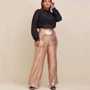 Torrid Sequin Pull On High Rise Pants Gold Champagne